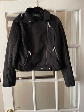 NWT VEGAN LEATHER SUEDED MOTO JACKET in XL